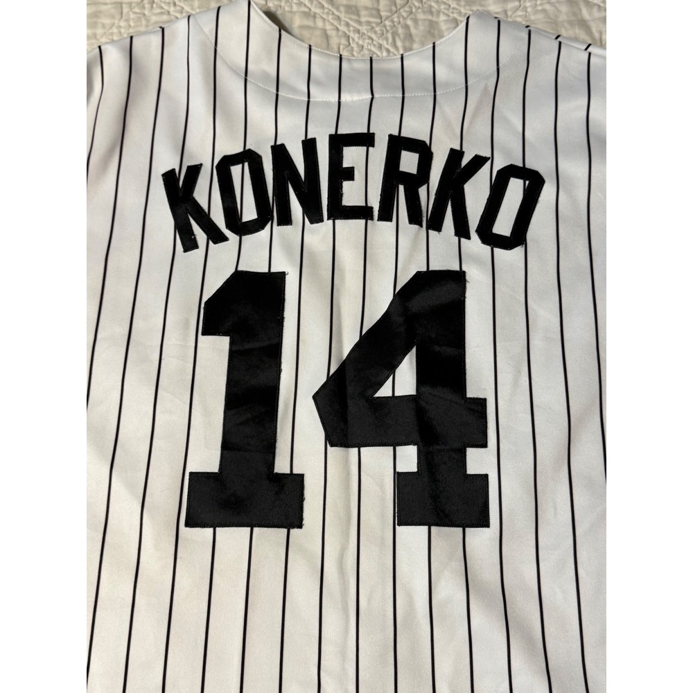 Majestic Chicago white Sox Jersey Mens XL Konerko 2005 World Series Pinstripe - Picture 11 of 15